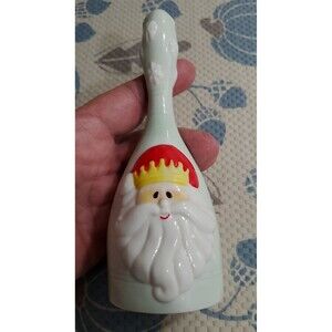 Santa faces ceramic bell vintage approx 7"